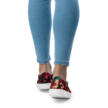 Load image into Gallery viewer, Women’s slip-on canvas shoes 'Fiori rosso'
