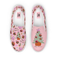 Load image into Gallery viewer, Women’s slip-on canvas shoes 'Pink Christmas'