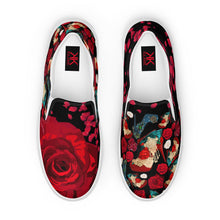 Load image into Gallery viewer, Women’s slip-on canvas shoes 'Fiori rosso'