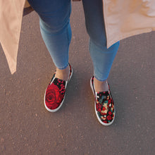 Load image into Gallery viewer, Women’s slip-on canvas shoes 'Fiori rosso'