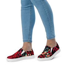 Load image into Gallery viewer, Women’s slip-on canvas shoes 'Fiori rosso'