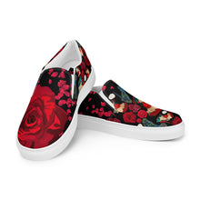 Load image into Gallery viewer, Women’s slip-on canvas shoes 'Fiori rosso'