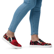 Load image into Gallery viewer, Women’s slip-on canvas shoes 'Fiori rosso'