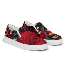 Load image into Gallery viewer, Women’s slip-on canvas shoes 'Fiori rosso'