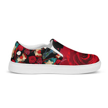 Load image into Gallery viewer, Women’s slip-on canvas shoes 'Fiori rosso'