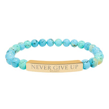 Load image into Gallery viewer, Engraved “Never give up” Natural Stone Stretch Bracelet - 7 variants - 2 colors

