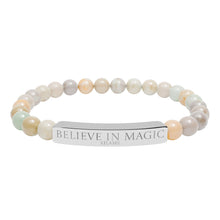 Load image into Gallery viewer, Engraved 'Belive in Magic' Natural Stone Stretch Bracelet - 7 variants - 2 colors
