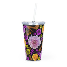 Load image into Gallery viewer, Plastic Tumbler with Straw 'Purple Gold'
