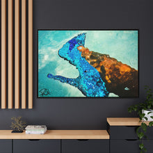 Load image into Gallery viewer, Framed Matte Canvas Art — Vibrant Underwater Kilame Shoe Print &#39;Liquid steps&#39;
