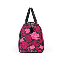 Load image into Gallery viewer, Pink Rose Travel Bag — 'Follow Your Dreams' Leather Weekend Duffle
