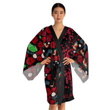Load image into Gallery viewer, Long Sleeve Kimono Robe 'Fiori rosso nero'
