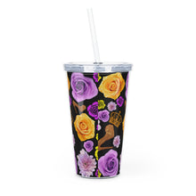 Load image into Gallery viewer, Plastic Tumbler with Straw 'Purple Gold'
