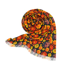 Load image into Gallery viewer, Bouquet Light Scarf — Orange Floral Fall Wrap
