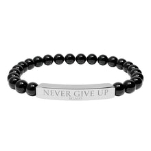 Load image into Gallery viewer, Engraved “Never give up” Natural Stone Stretch Bracelet - 7 variants - 2 colors
