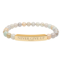 Load image into Gallery viewer, Engraved “Never give up” Natural Stone Stretch Bracelet - 7 variants - 2 colors
