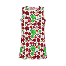 Load image into Gallery viewer, Women's Red Green Italian Rose Floral Casual Dress
