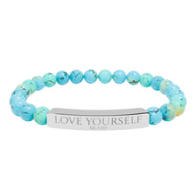 Load image into Gallery viewer, Engraved “Love Yourself” Natural Stone Stretch Bracelet - 7 variants - 2 colors

