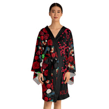 Load image into Gallery viewer, Long Sleeve Kimono Robe 'Fiori rosso nero'
