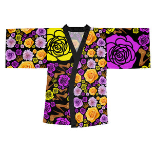 Long Sleeve Kimono Robe 'Purple Gold'