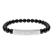 Load image into Gallery viewer, Engraved “Love Yourself” Natural Stone Stretch Bracelet - 7 variants - 2 colors

