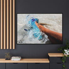 Load image into Gallery viewer, Framed Matte Canvas Art — Vibrant Underwater Kilame Shoe Print &#39;Aqua Couture&#39;
