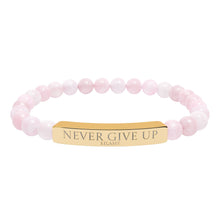 Load image into Gallery viewer, Engraved “Never give up” Natural Stone Stretch Bracelet - 7 variants - 2 colors
