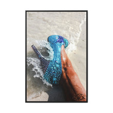 Load image into Gallery viewer, Framed Matte Canvas Art — Vibrant Underwater Kilame Shoe Print &#39;Oceanic Walk&#39;
