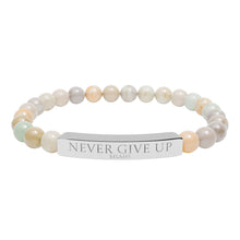 Load image into Gallery viewer, Engraved “Never give up” Natural Stone Stretch Bracelet - 7 variants - 2 colors
