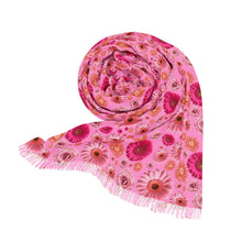 Load image into Gallery viewer, Pink Floral Light Scarf — Lightweight Spring Blossom Scarf
