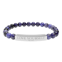 Load image into Gallery viewer, Engraved “Love Yourself” Natural Stone Stretch Bracelet - 7 variants - 2 colors
