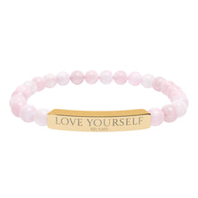 Load image into Gallery viewer, Engraved “Love Yourself” Natural Stone Stretch Bracelet - 7 variants - 2 colors
