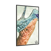 Load image into Gallery viewer, Framed Matte Canvas Art — Vibrant Underwater Kilame Shoe Print &#39;Maritime Mirage&#39;
