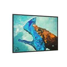 Load image into Gallery viewer, Framed Matte Canvas Art — Vibrant Underwater Kilame Shoe Print &#39;Liquid steps&#39;
