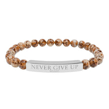 Load image into Gallery viewer, Engraved “Never give up” Natural Stone Stretch Bracelet - 7 variants - 2 colors
