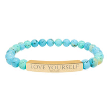 Load image into Gallery viewer, Engraved “Love Yourself” Natural Stone Stretch Bracelet - 7 variants - 2 colors

