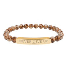 Load image into Gallery viewer, Engraved “Never give up” Natural Stone Stretch Bracelet - 7 variants - 2 colors

