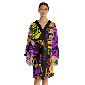 Long Sleeve Kimono Robe 'Purple Gold'