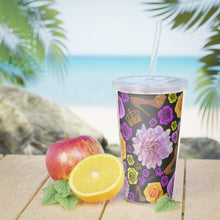 Load image into Gallery viewer, Plastic Tumbler with Straw 'Purple Gold'
