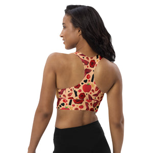 Longline sports bra 'Never give up'