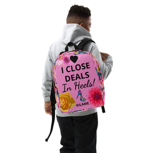 Backpack 'I close deals in heels'