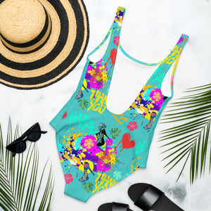 One-Piece Swimsuit 'Flamingo Art'