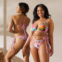 Load image into Gallery viewer, All-over print recycled string bikini &#39;Pop Princess&#39;
