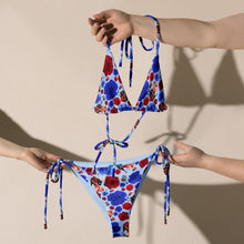 Load image into Gallery viewer, All-over print recycled string bikini &#39;USA&#39;
