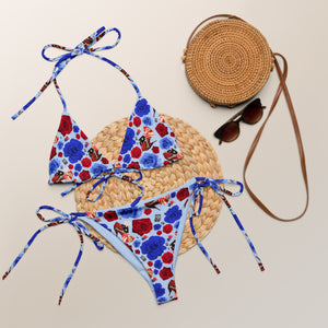 All-over print recycled string bikini 'USA'