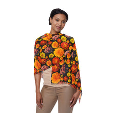 Load image into Gallery viewer, Bouquet Light Scarf — Orange Floral Fall Wrap
