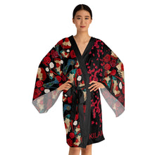 Load image into Gallery viewer, Long Sleeve Kimono Robe &#39;Fiori rosso nero&#39;
