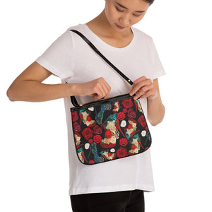 Small Shoulder Bag 'Fiori rosso nero'