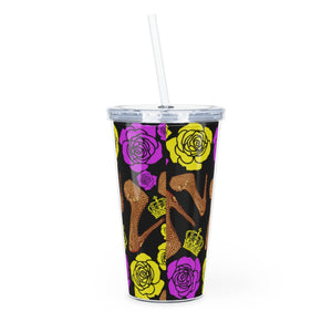Plastic Tumbler with Straw 'Purple Gold'
