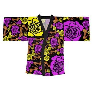 Long Sleeve Kimono Robe 'Purple Gold'