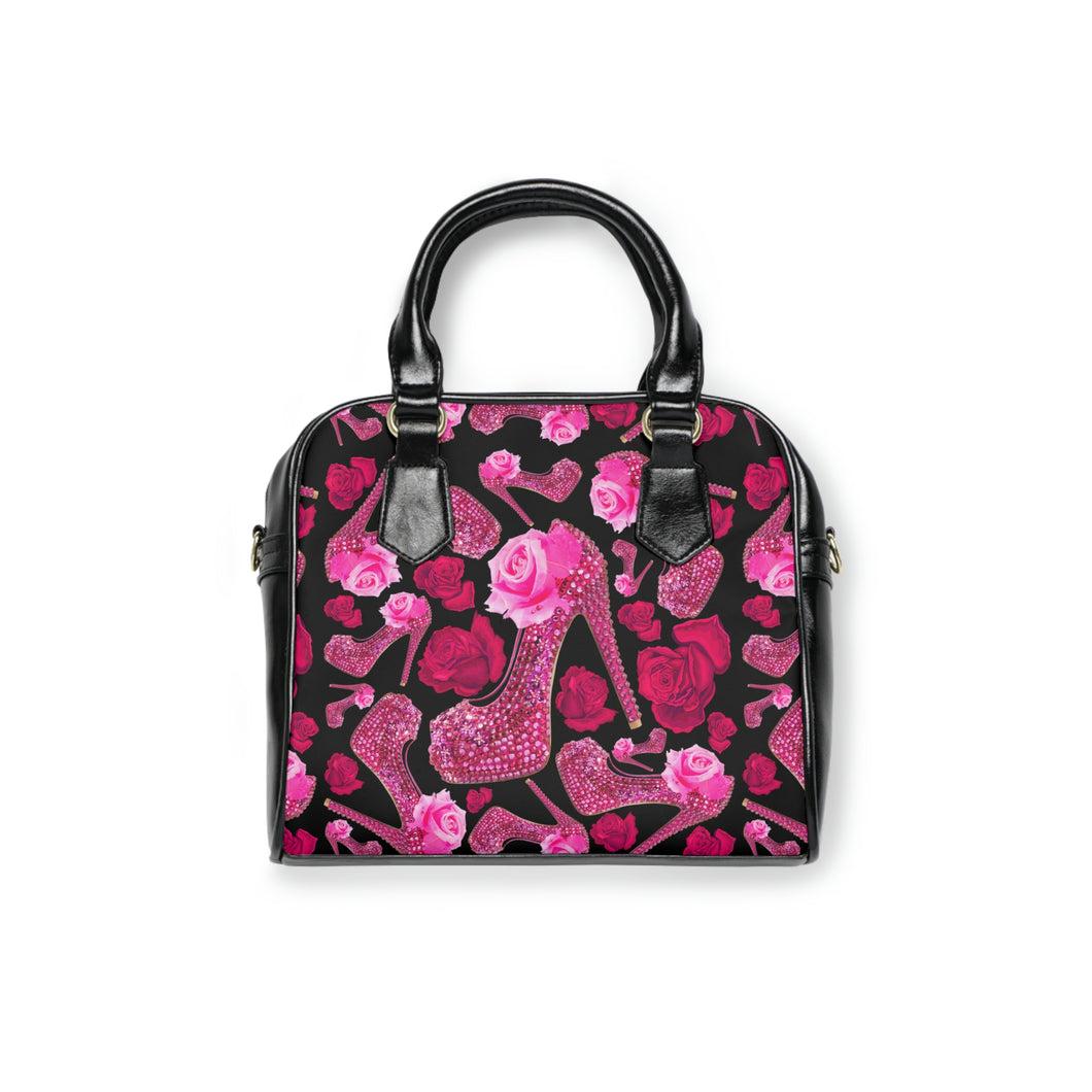 Shoulder Handbag 'Pink Roses crystals'